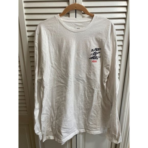 Vans V66 Off The Wall Psychedelic White Long Sleeve Tshirt Salmon Checkers NWOT - Picture 3 of 5